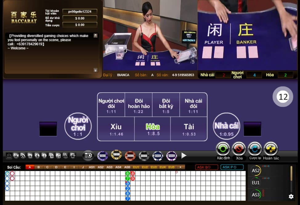 Chơi Baccarat tại casino Mb66 với giao diện sống động